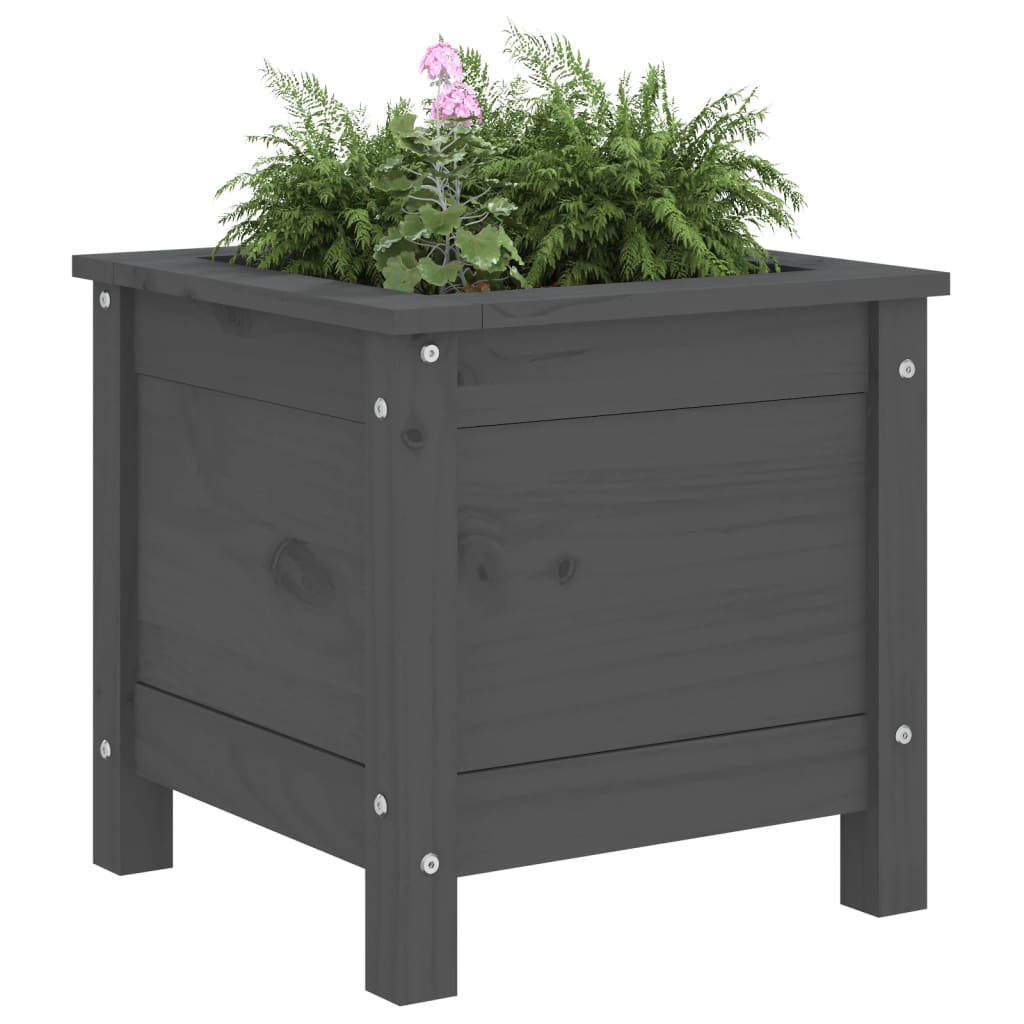 vidaXL Fioriera da Giardino Grigia 40x40x39 cm Legno Massello di Pino