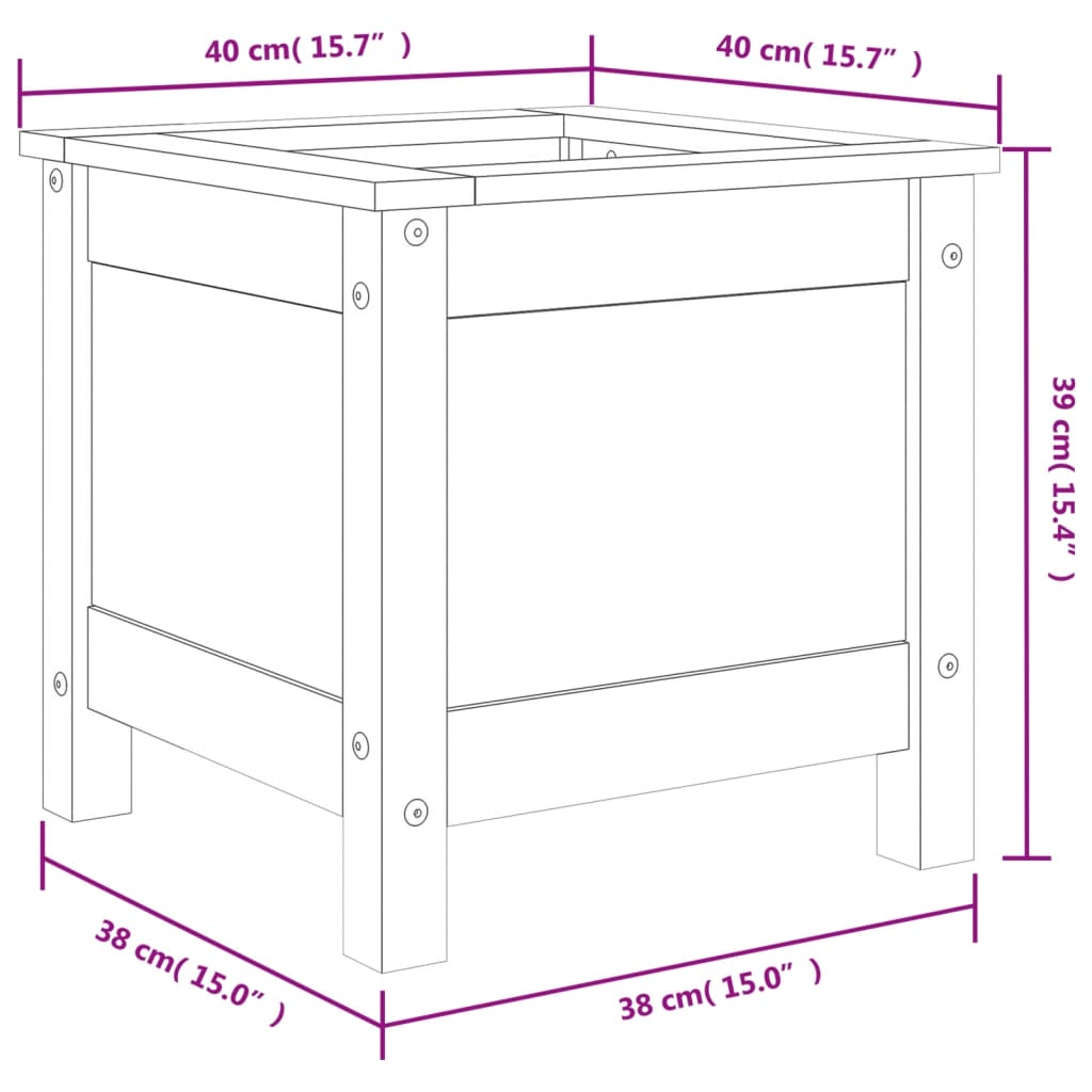vidaXL Fioriera da Giardino Grigia 40x40x39 cm Legno Massello di Pino