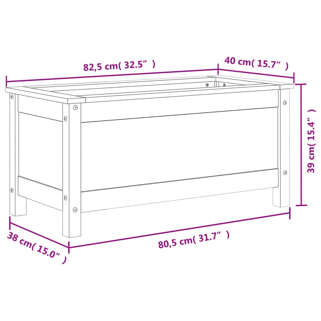 vidaXL Fioriera da Giardino Grigia 82,5x40x39cm Legno Massello di Pino