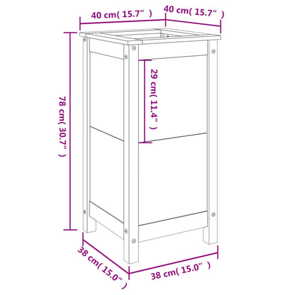 vidaXL Fioriera da Giardino Grigia 40x40x78 cm Legno Massello di Pino
