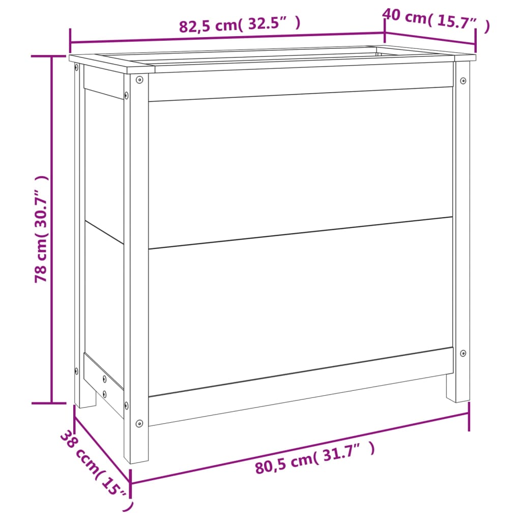 vidaXL Fioriera da Giardino Grigia 82,5x40x78cm Legno Massello di Pino