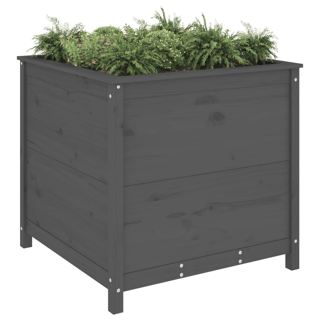 vidaXL Fioriera da Giardino Grigia 82,5x82,5x78cm Legno Massello Pino