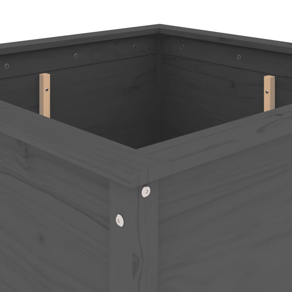 vidaXL Fioriera da Giardino Grigia 82,5x82,5x78cm Legno Massello Pino
