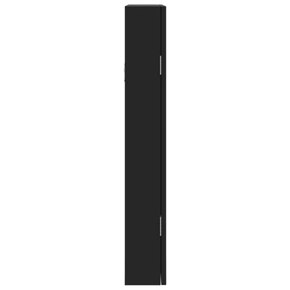 vidaXL Armadio Portagioie a Specchio con Luci LED a Parete Nero