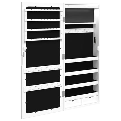 vidaXL Armadio Portagioie a Specchio con Luci LED a Parete Bianco