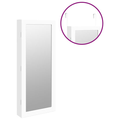 vidaXL Armadio Portagioie a Specchio con Luci LED a Parete Bianco
