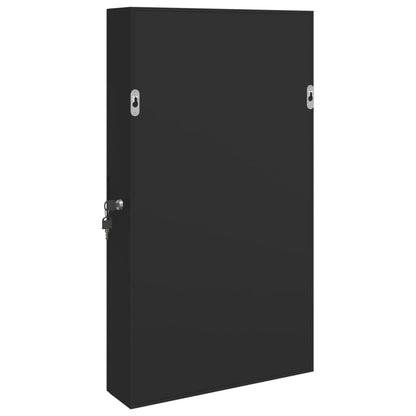 vidaXL Armadio Portagioie a Specchio con Luci LED a Parete Nero