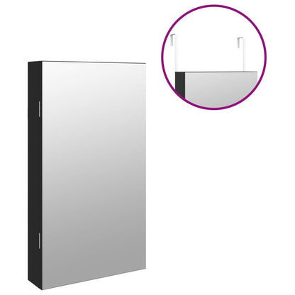 vidaXL Armadio Portagioie a Specchio con Luci LED a Parete Nero
