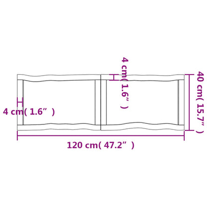 vidaXL Piano per Tavolo 120x40x(2-4) cm Rovere Non Trattato Bordi Vivi