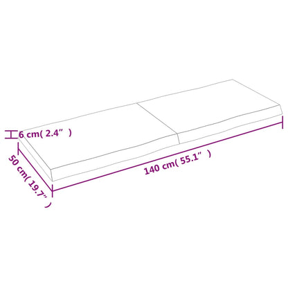 vidaXL Piano per Tavolo 140x50x(2-6) cm Rovere Non Trattato Bordi Vivi