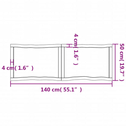vidaXL Piano per Tavolo 140x50x(2-6) cm Rovere Non Trattato Bordi Vivi