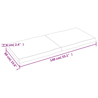 vidaXL Piano per Tavolo 140x60x(2-6) cm Rovere Non Trattato Bordi Vivi