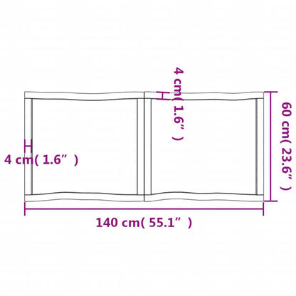vidaXL Piano per Tavolo 140x60x(2-6) cm Rovere Non Trattato Bordi Vivi