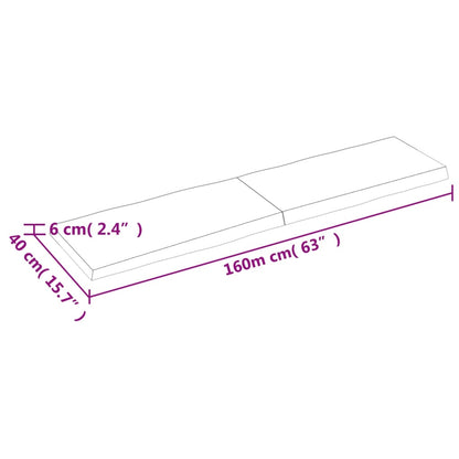 vidaXL Piano per Tavolo 160x40x(2-6) cm Rovere Non Trattato Bordi Vivi