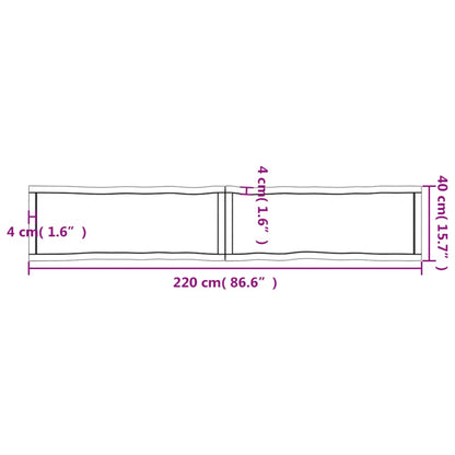 vidaXL Piano per Tavolo 220x40x(2-4) cm Rovere Non Trattato Bordi Vivi
