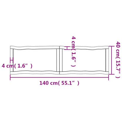 vidaXL Piano Tavolo Marrone Chiaro 140x40x(2-4) cm Rovere Non Trattato