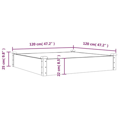 vidaXL Fioriera da Giardino Fodera Marrone 120x120x25cm Massello Abete VIDAXL