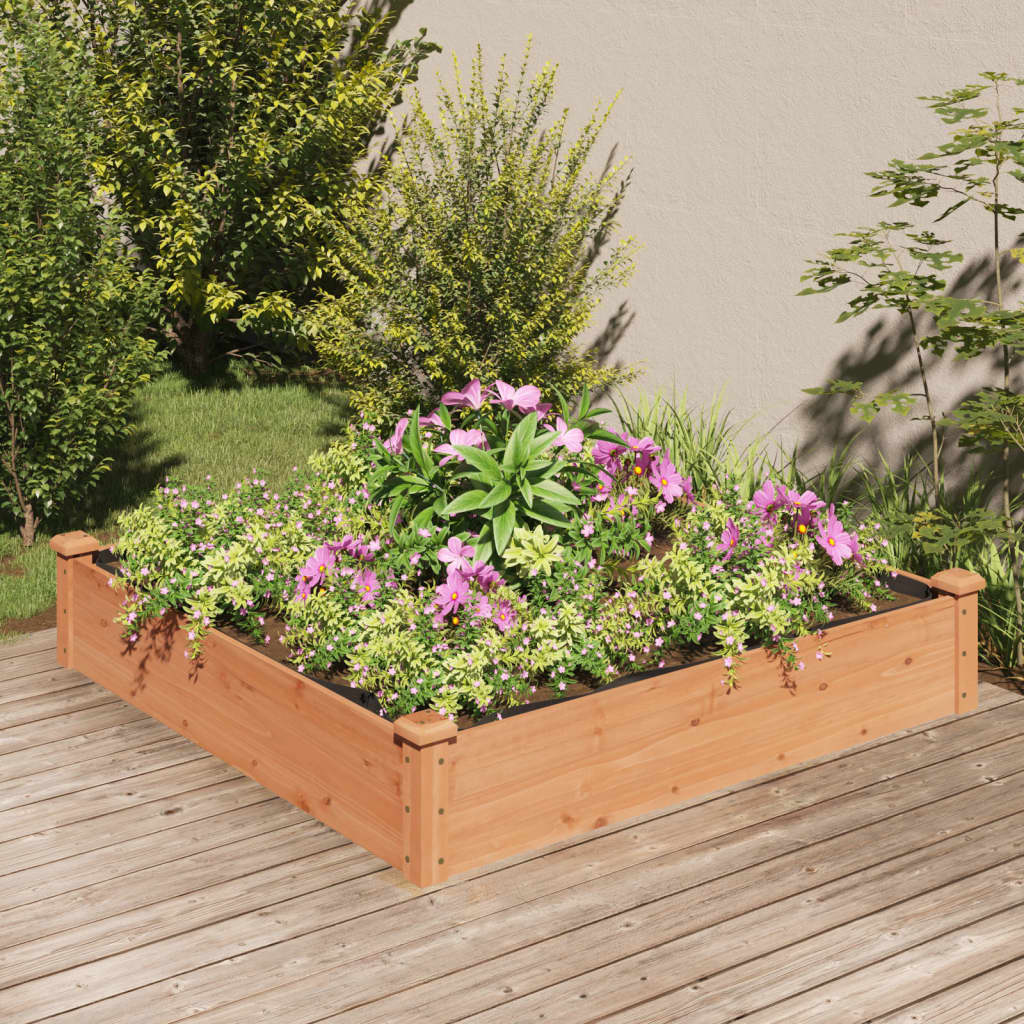 vidaXL Fioriera da Giardino Fodera Marrone 120x120x25cm Massello Abete VIDAXL
