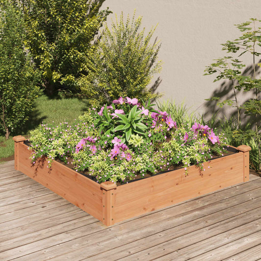 vidaXL Fioriera da Giardino Fodera Marrone 120x120x25cm Massello Abete VIDAXL