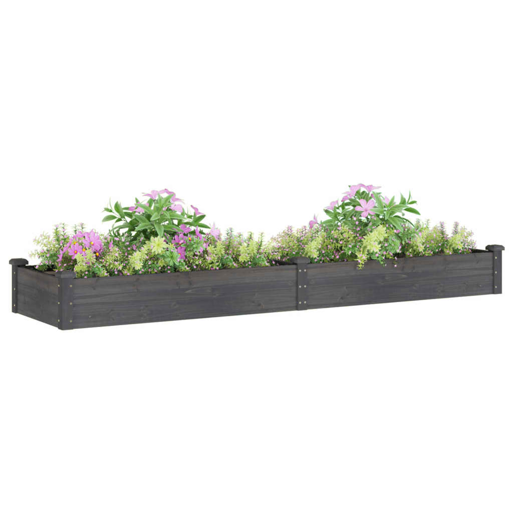 vidaXL Fioriera Giardino con Fodera Grigia 240x60x25 cm Massello Abete VIDAXL