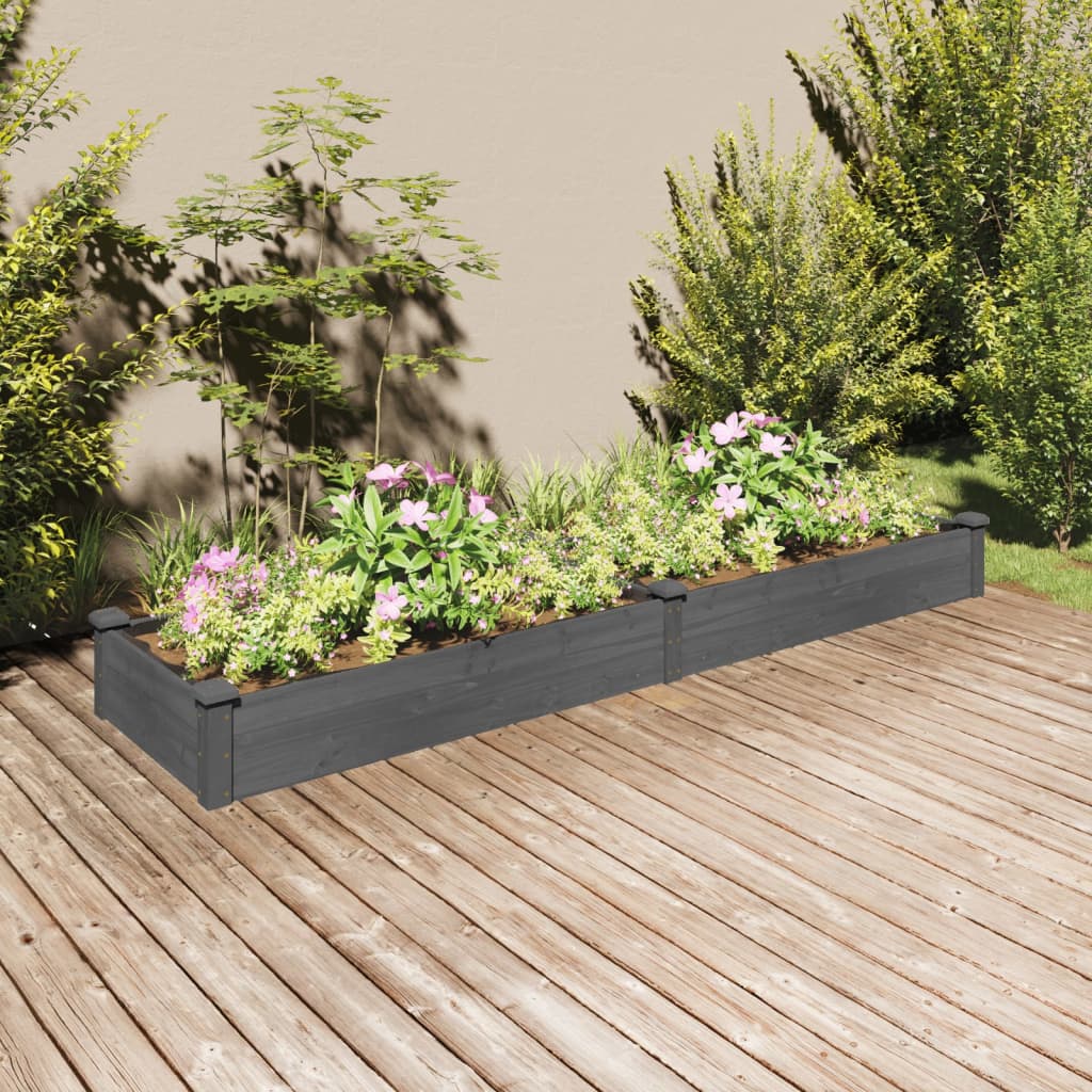 vidaXL Fioriera Giardino con Fodera Grigia 240x60x25 cm Massello Abete VIDAXL