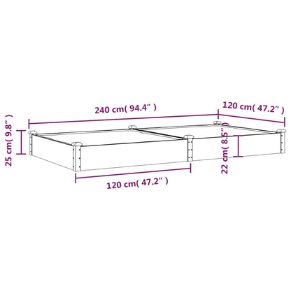 vidaXL Fioriera da Giardino Fodera Marrone 240x120x25cm Massello Abete VIDAXL