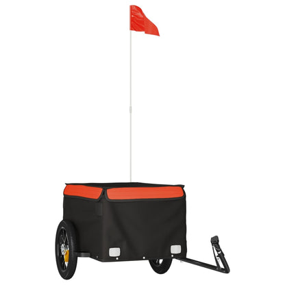 vidaXL Rimorchio da Bici Nero e Arancione 30 kg in Ferro