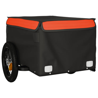 vidaXL Rimorchio da Bici Nero e Arancione 30 kg in Ferro