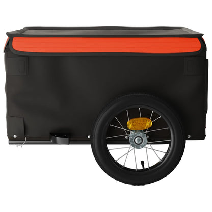 vidaXL Rimorchio da Bici Nero e Arancione 30 kg in Ferro