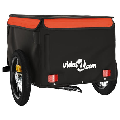 vidaXL Rimorchio da Bici Nero e Arancione 30 kg in Ferro