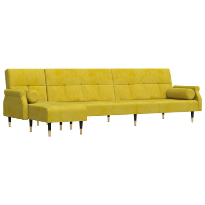 vidaXL Divano Letto a L Giallo 271x140x70 cm in Velluto