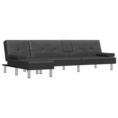 vidaXL Divano Letto a L Nero 255x140x70 cm in Similpelle