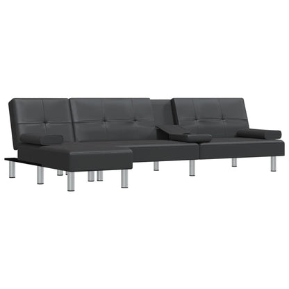 vidaXL Divano Letto a L Nero 255x140x70 cm in Similpelle
