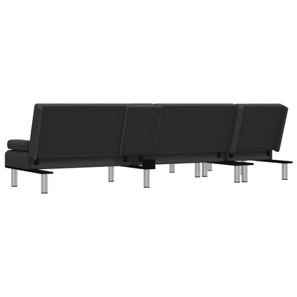 vidaXL Divano Letto a L Nero 255x140x70 cm in Similpelle