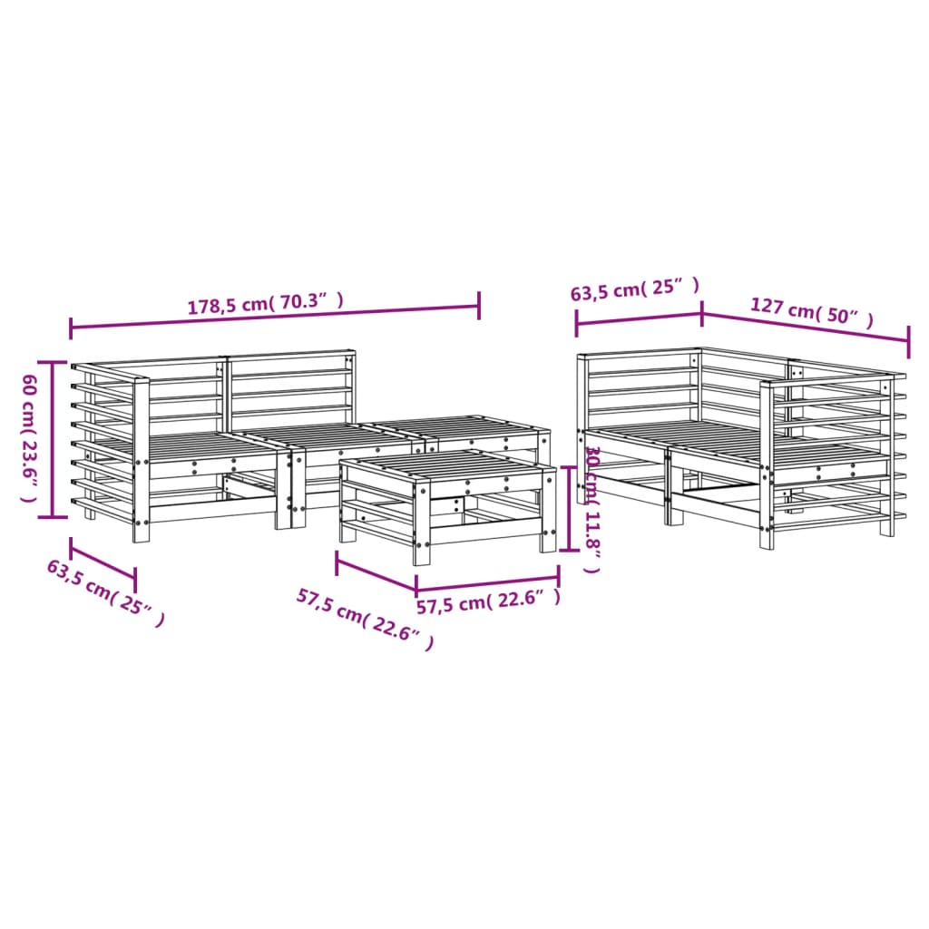 vidaXL Set Salotto da Giardino 6 pz in Legno Impregnato di Pino