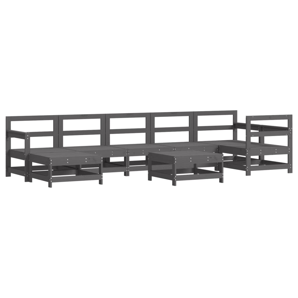 vidaXL Set Salotto da Giardino 8 pz in Legno Massello di Pino Grigio