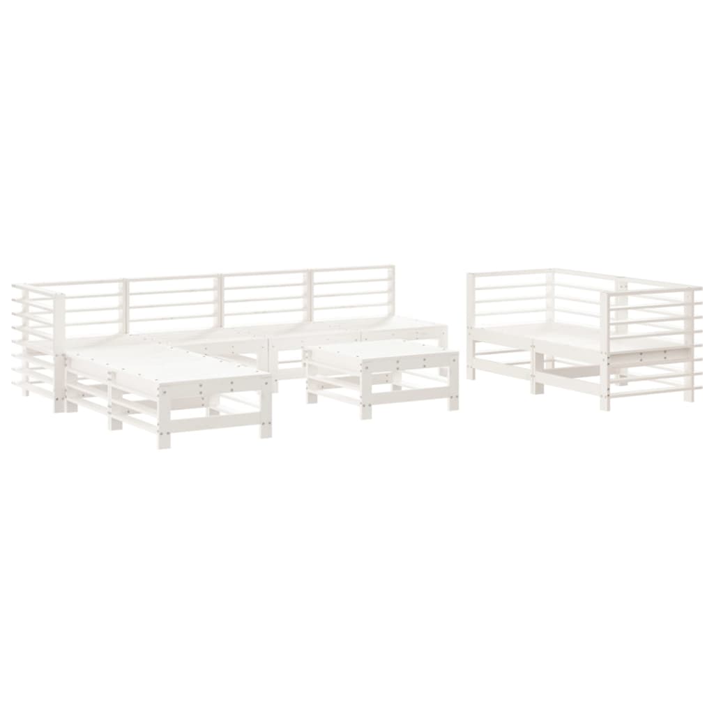 vidaXL Set Salotto da Giardino 9 pz Bianco in Legno Massello di Pino