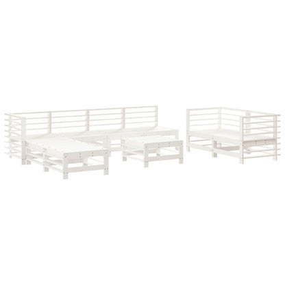 vidaXL Set Salotto da Giardino 9 pz Bianco in Legno Massello di Pino