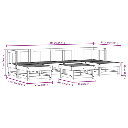 vidaXL Set Salotto da Giardino 7 pz Bianco in Legno Massello di Pino