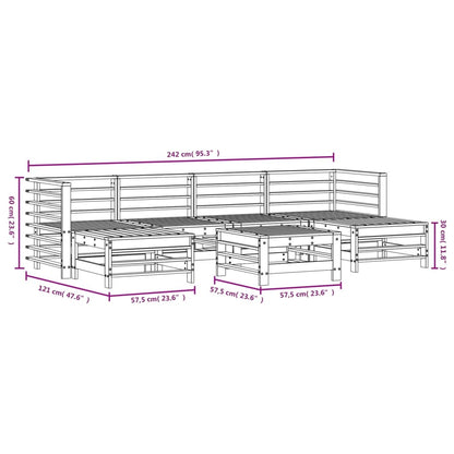 vidaXL Set Salotto da Giardino 7 pz Bianco in Legno Massello di Pino