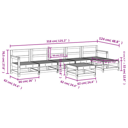 vidaXL Set Salotto da Giardino 7 pz Grigio in Legno Massello di Pino