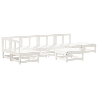 vidaXL Set Salotto da Giardino 7 pz Bianco in Legno Massello di Pino