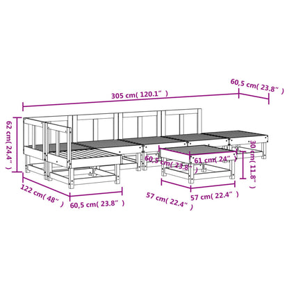 vidaXL Set Salotto da Giardino 7 pz Bianco in Legno Massello di Pino