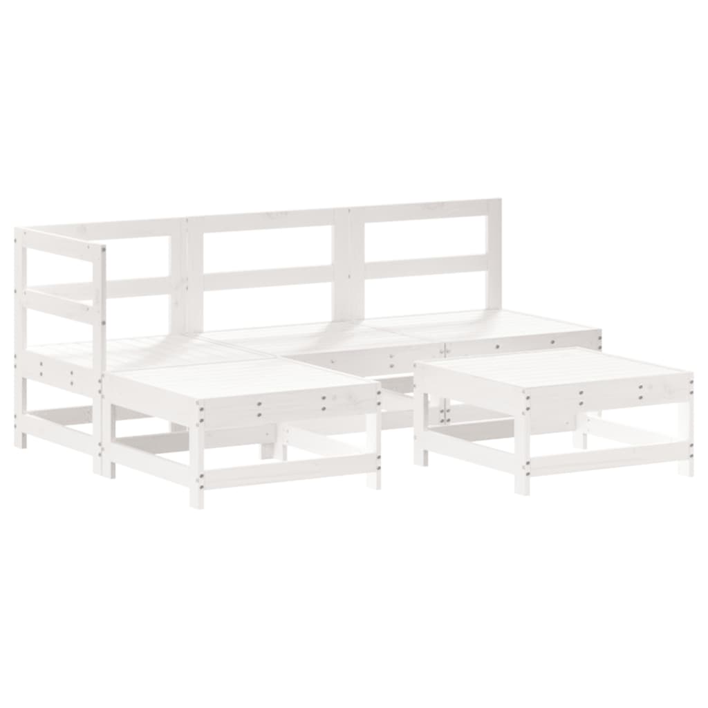 vidaXL Set Salotto da Giardino 5 pz Bianco in Legno Massello di Pino