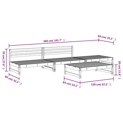 vidaXL Set Salotto da Giardino 4 pz Grigio in Legno Massello di Pino