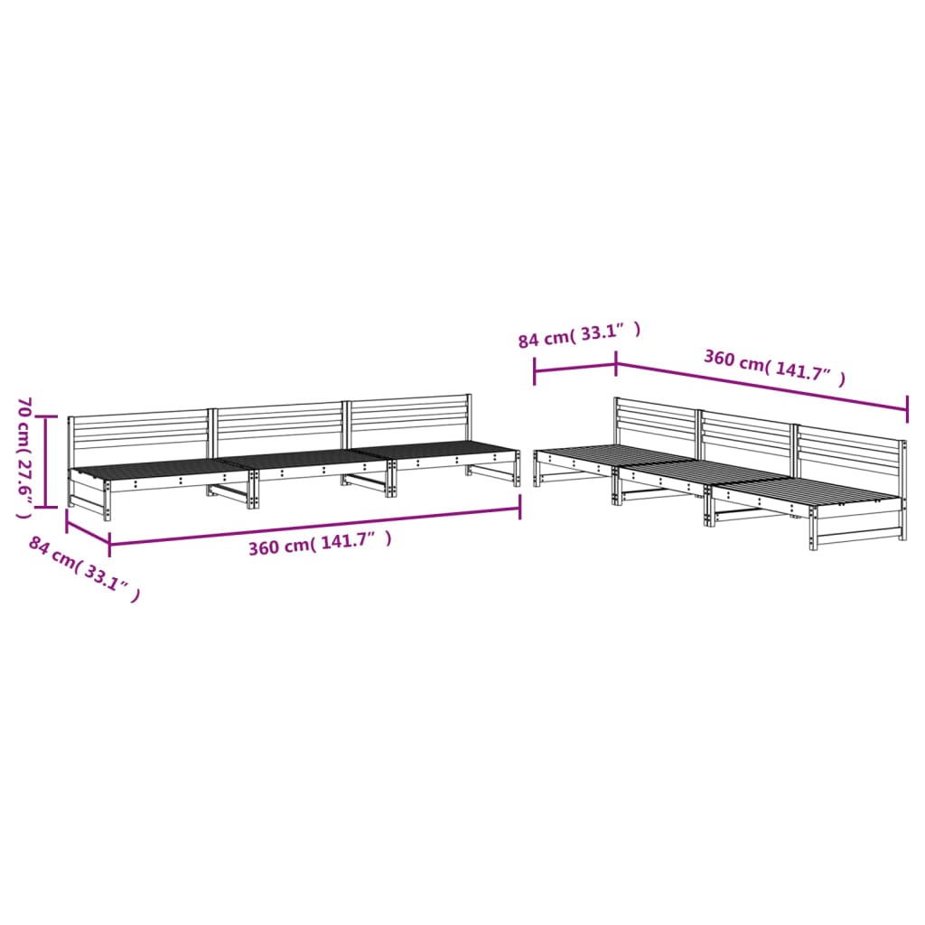 vidaXL Set Salotto da Giardino 6 pz in Legno Massello di Pino