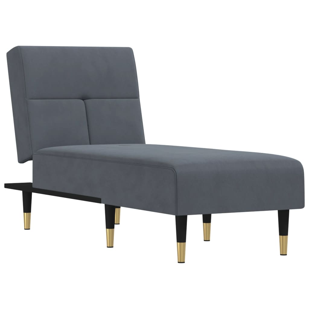 vidaXL Chaise Longue in Velluto Grigio Scuro