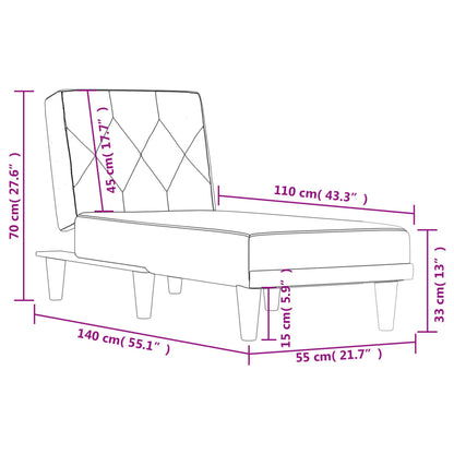 vidaXL Chaise Longue in Velluto Grigio Scuro