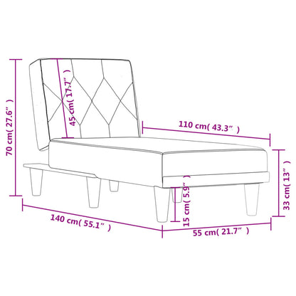 vidaXL Chaise Longue in Velluto Nero