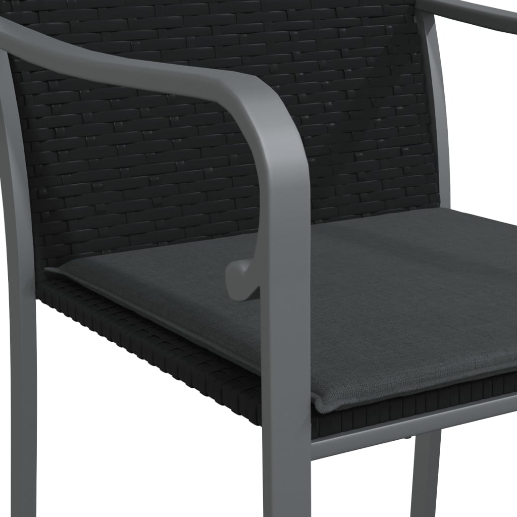 vidaXL Sedie da Giardino con Cuscini 6pz Neri 56x59x84cm in Polyrattan